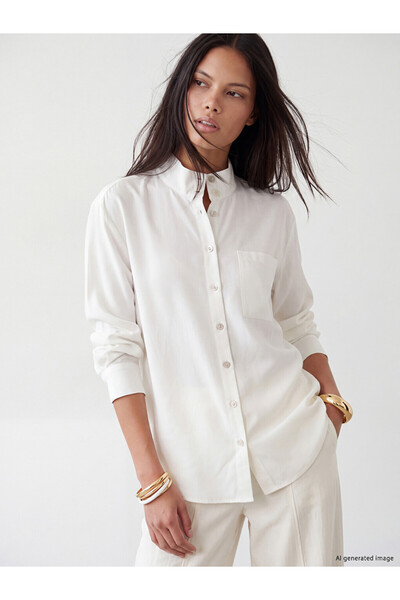 LC Waikiki Vizyon New Season White Women's Shirt with Judge Collar and Pockets