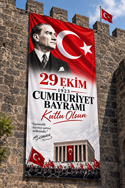 BEBE BASKI 29 Ekim 1923 Cumhuriyet Bayramı 155*300 cm ÖLÇÜLERİNDE BEZ AFİŞ2