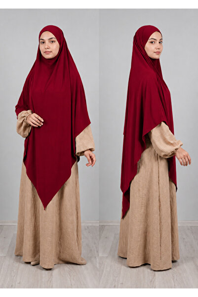 AHRAR tesettür Full Size Triangle Sandy Souffle Khimar Hijab Scarf Red