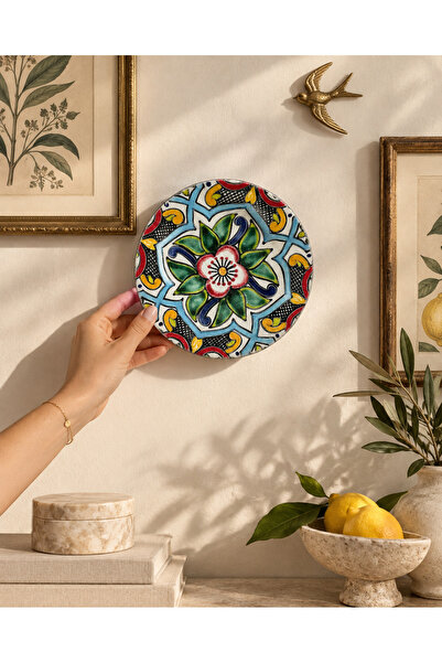 unique florya Etnik Desenli Dekoratif Duvar Tabağı 18 cm – El Yapımı