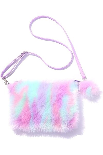 Tazweeq Women Girls Kids Fluffy Fuzzy Bag, Cute Little Girl Sling Bag