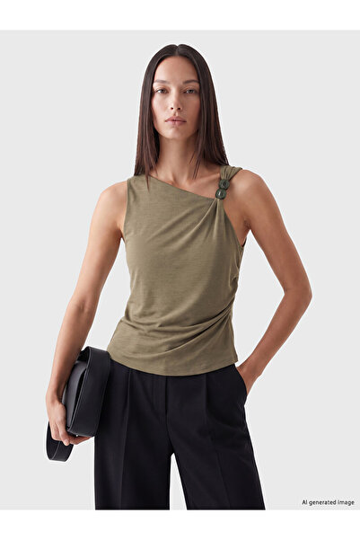 LC Waikiki Vizyon New Season Khaki Asymmetric Collar Women's Undershirt