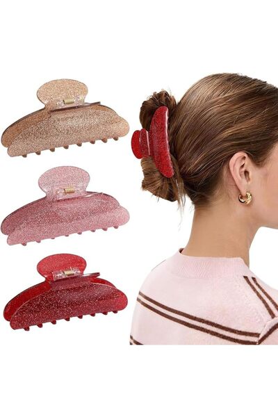 Generic 3 Pack Acrylic Hair Claw Clips for Women, Strong Hold Claws for Thick...