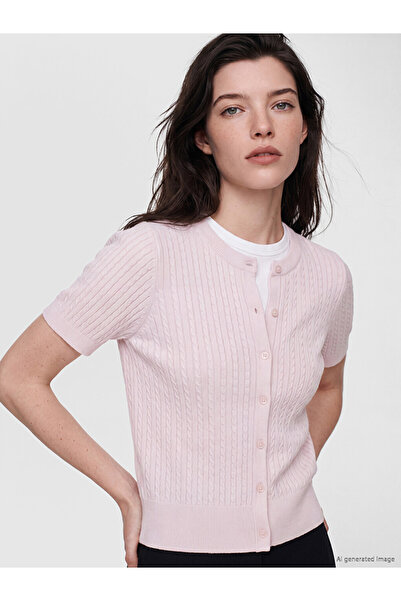 LC Waikiki Peak New Season Pink Crew Neck Women's Knitwear Cardigan