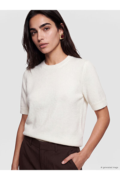 LC Waikiki Ozmarka New Season White Short Sleeve Women's Knitwear Sweater