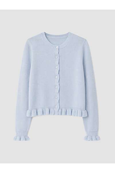 LC Waikiki Vizyon New Season Blue Crew Neck Women's Knitwear Cardigan