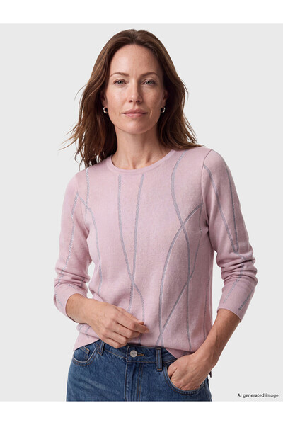 LC Waikiki Lcw Grace Lilac Crew Neck Patterned Women's Knitwear Sweater