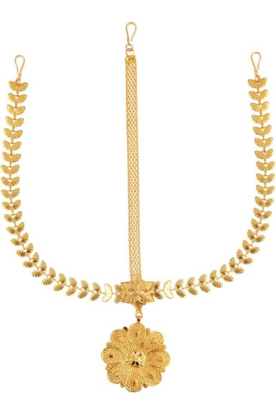 Efulgenz Matha Patti Traditional Jewelry for Women Dubai Style Gold Tone Flor...