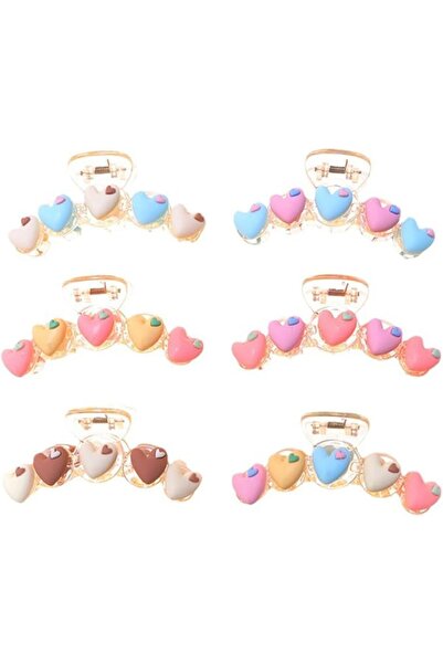 Tazweeq 6 Pcs Hair Claw Clips, Heart Hair Accessories, Hair Catch Jaw Barrett...
