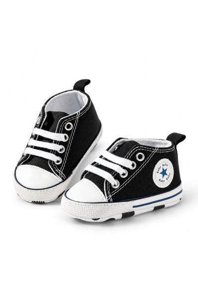 Hibobi Premium EU18-19 Baby High Top Sneakers, Lace-Up Canvas Shoes with Star...