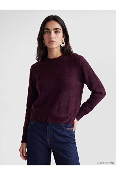 LC Waikiki Vizyon New Season Plum Crew Neck Women's Knitwear Sweater