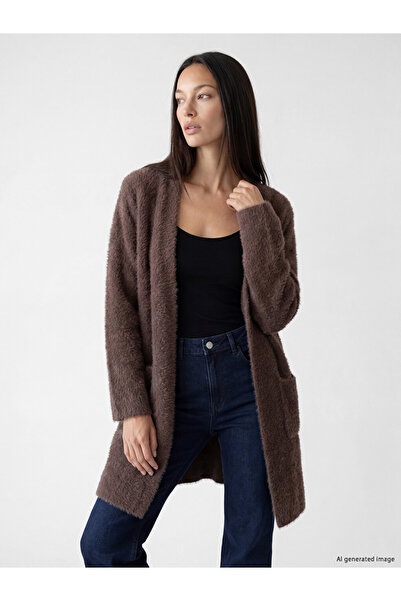 LC Waikiki Brown Shawl Collar Women's Knitwear Cardigan