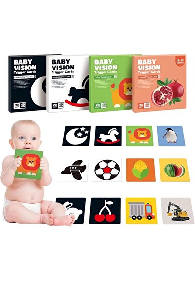Generic بطاقات تعليمية عالية التباين للأطفال من عمر 0-3، 3-6، 6-12، 12-36 شهر...