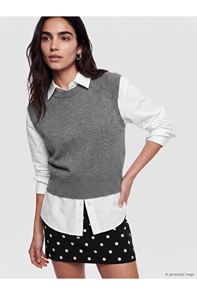 LC Waikiki سترة تريكو نسائية من Özmarka New Season Anthracite برقبة دائرية