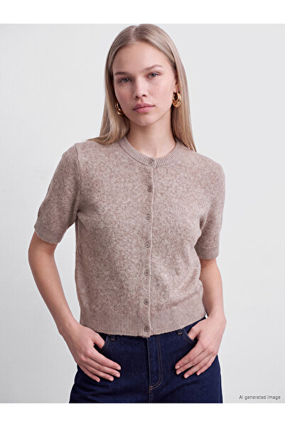 LC Waikiki Vizyon New Season Brown Wool Blend Women's Knitwear Cardigan