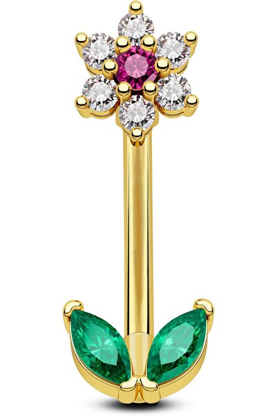 GENERAL COCHARM Gold Belly Button Rings, 14G Flower Belly Navel Rings for Wom...