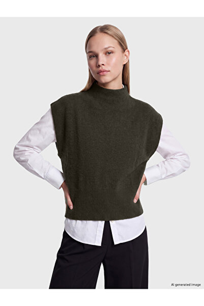 LC Waikiki Peak New Season Khaki High Collar Women's Knitwear Sweater