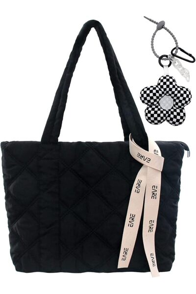 GENERAL Puffer Quilted Tote Bag for Women Puffy Padded Purse with Zipper Work...