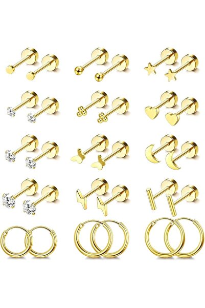 GENERAL Hypoallergenic Surgical Steel Earrings for Sensitive Ears, 14K Gold F...