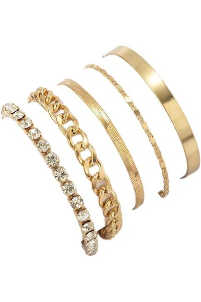 Boolygo 5PCS Women Bangle Bracelets Set,Stackable Dainty Bracelets,Multi-Elem...