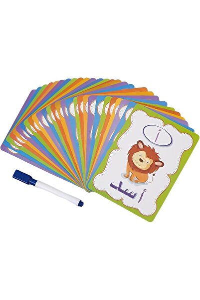 GENERAL بطاقات تعليمية للأبجدية العربية - 28 بطاقة قابلة لإعادة الاستخدام ذات...