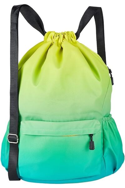 KASTWAVE Drawstring Backpack, Waterproof Gradient Color Large Sports Storage ...