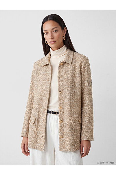 LC Waikiki Özmarka New Season Ecru Shirt Collar Women's Cardigan