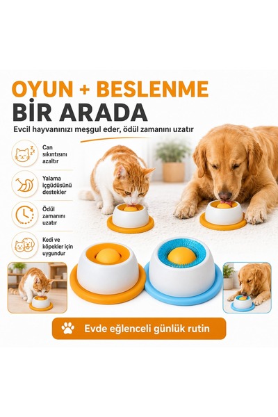 MadPet Kedi Kreması Yalama Oyuncağı , Döner Toplu Sıvı Ödül Mama Kabı, Kedi v...