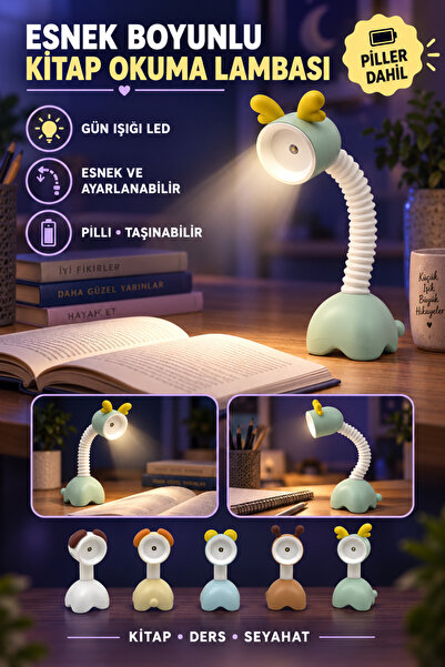 Hane Dostu Pilli Esnek Boyunlu Mini Kitap Okuma Lambası Gün Işığı LED Ayarlan...
