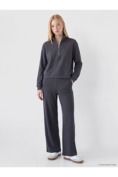 LC Waikiki Peak New Season Anthracite Modal Blend Wide Leg Women's Sweatpants