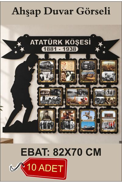 turuncufabrika Atatürk Köşesi 3 mm Siyah Ahşap Mdf Duvar Panosu Atatürk Hayat...