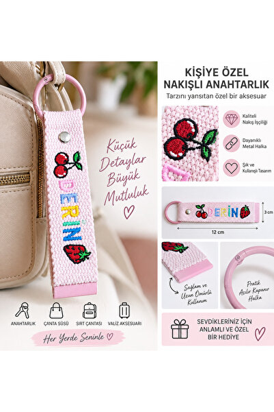deepsed Kişiye Özel İsim Nakışlı Anahtarlık – Kumaş El Yapımı İsimli Çanta ve...