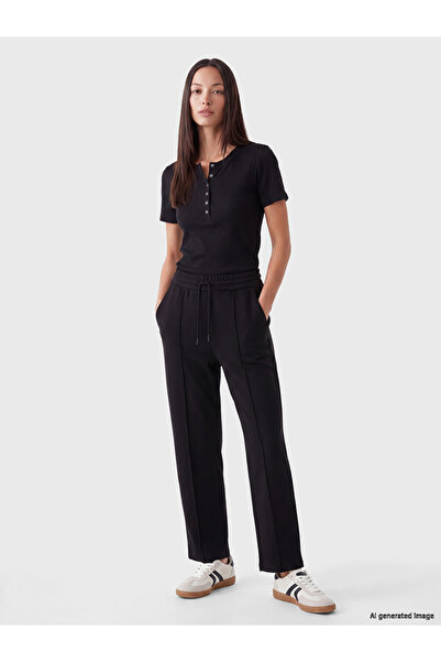 LC Waikiki Özmarka New Season Black Soft Touch Women's Sweatpants