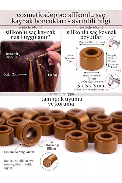 cosmeticsdeppo Saç Kaynak, Tinsel ve Saç Süsü Takma Boncuğu (Karamel -100 Adet)