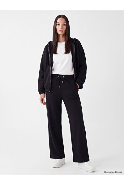 LC Waikiki Vizyon New Season Black Soft Touch Women's Sweatpants with Elastic...