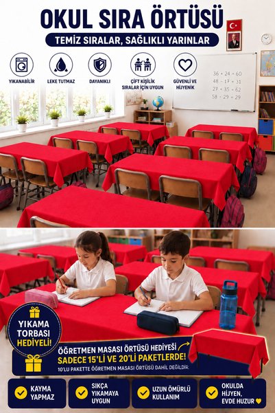 GÜLHOME 10-Piece School Desk Cover, Elastic, A-Quality Fabric, Stain-Resistant
