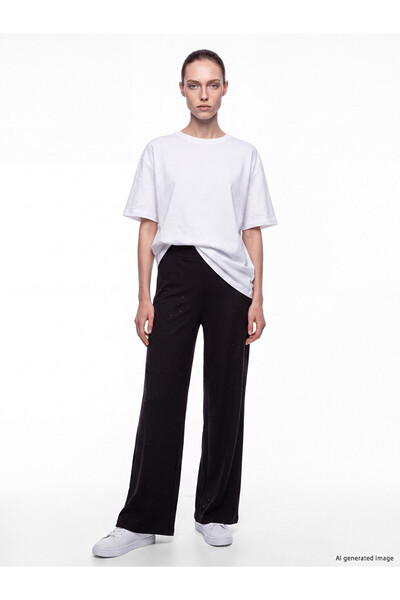 LC Waikiki Vizyon New Season Black Women's Sweatpants with Elastic Waist and ...