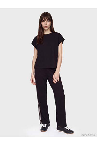 LC Waikiki Vizyon New Season Black Soft Touch Women's Sweatpants with Elastic...