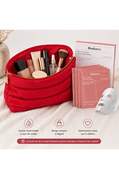Das Schaf Trusă cosmetică - Geantă de machiaj + Set de 4 măști cu colagen Biodance pentru hidratare intensă