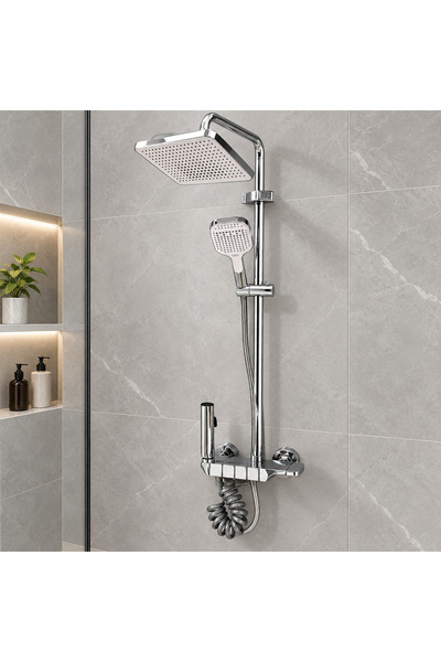TATO Aluminum Chrome 4-Motion Water Shower Set with Hand Shower Head