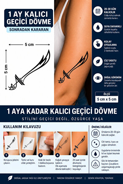 TattooLiva 1 Ay Kalıcı 24 Saat Sonra Kararan 5X5 cm minimal Hz.Ali Kılıç mode...