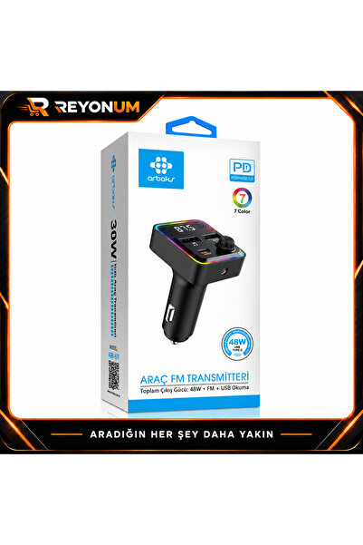 TEKNOTOK جهاز إرسال FM للسيارة من أربكس ARB-621 بقوة 48 واط مع تقنية PD30W وQ...