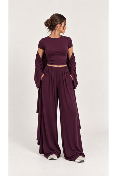 ruyaguneyboutique Mürdüm 3'lü Premium Takım