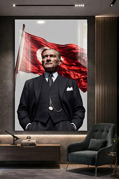 TAULART ΔΙΑΚΟΣΜΗΤΙΚΟ ΓΥΑΛΙΝΟ ΤΡΑΠΕΖΙ ΑΤΑΤΟΥΡΚ ΜΕ ΤΟΥΡΚΙΚΗ ΣΗΜΑΙΑ, ΔΩΡΟ ΓΙΑ ΓΡ...