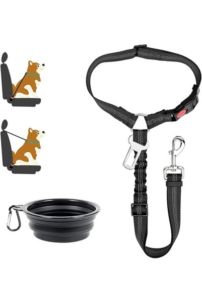 GENERAL Dog Seat Belt, 2-in-1 Headrest Restraint Dog Car Seatbelt Pet Car Saf...