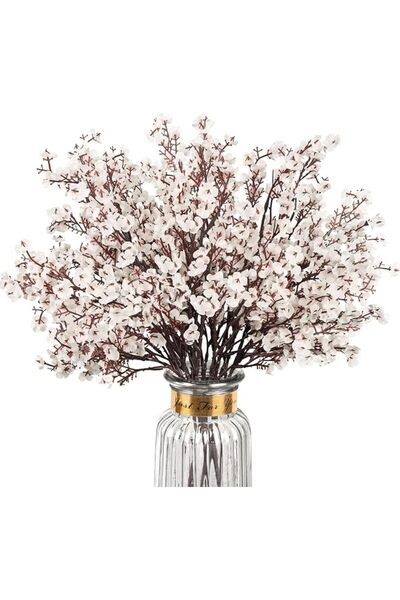 TERRIFI Babys Breath Artificial Flowers, 8 Bundles White Real Touch Fake Flow...