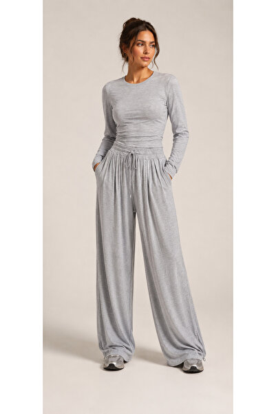 ruyaguneyboutique GRI VATKALI BLUZ PANTOLON TAKIM