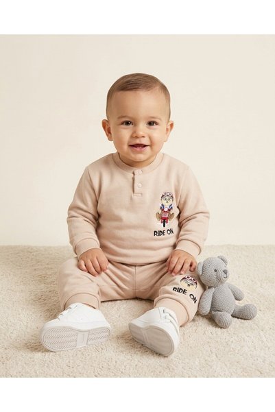 Egelite Baby Boy Winter 3 Thread Yarn Rastered Ride on Printed 6-9-12-18-24 M...