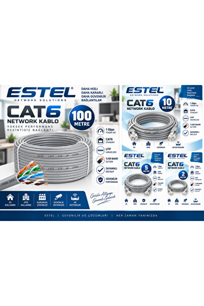 Estel CAT 6 İNTERNET KABLOSU 2 MT