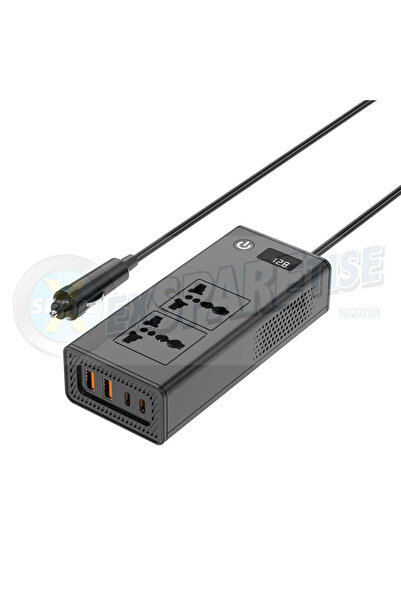 Xo Invertor Auto, Ieșire 2xUSB-C, 2xUSB-A, 2xPriză 220V, LED indicator - Negru